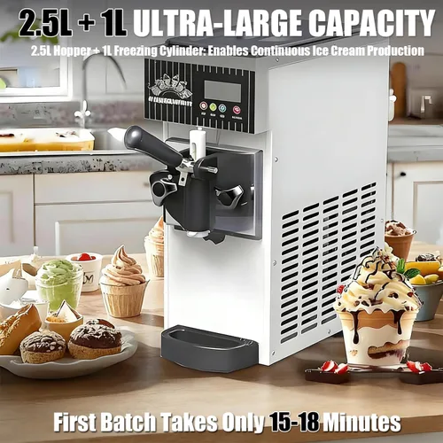 Miniatura 4 de Ice Cream Machine, Soft Serve Machine, Maquina De Helados, with LCD Control Panel and 3 Ice Cream Molds, 2.5l + 1l Capacity, 4-5kg/H, Adjustable