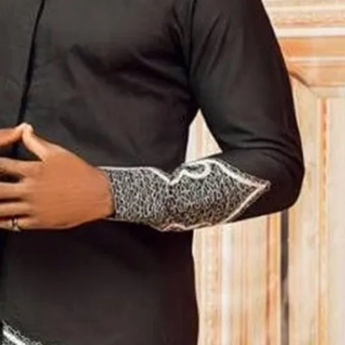Miniatura 4 de Conjunto de 2 piezas de traje tradicional de manga larga para hombre africano y pantalón