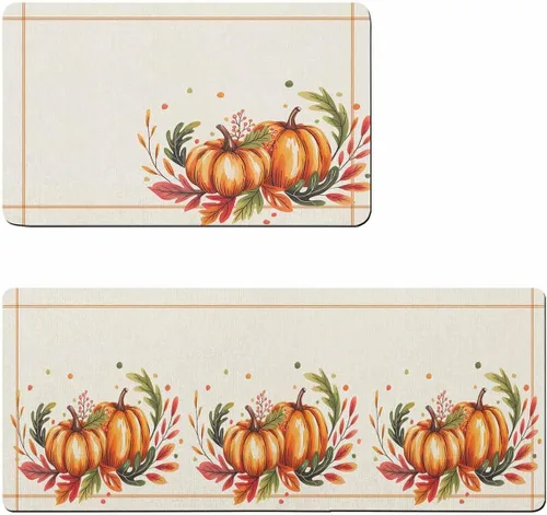 Tapete de baño con acuarela de calabaza, antideslizante, de secado rápido y absorbente, de tierra de diatomeas, para fregadero de cocina, lavable,