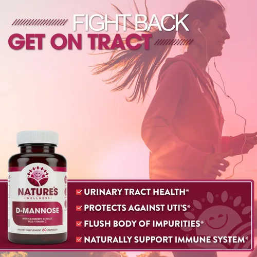 Miniatura 2 de D MANNOSE con extracto de arándano y vitamina C – Limpieza del tracto urinario UT y salud de la vejiga – Protege contra infecciones del tracto