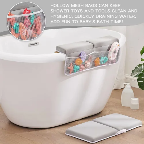 Miniatura 5 de Juego de almohadillas de baño para rodillas y codos, gruesa y suave de secado rápido para el baño del bebé, espuma viscoelástica con organizador