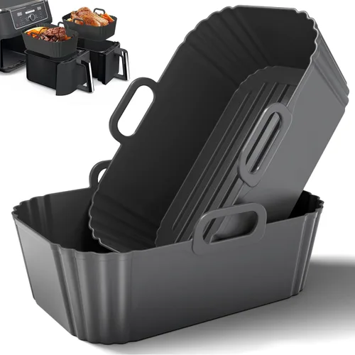 Miniatura 9 de Forros Cuadrados de Silicona para Freidora de Aire de 8.5 Pulgadas, Paquete de 2, Forros Reutilizables para Canasta de Freidora de Aire para Ninja