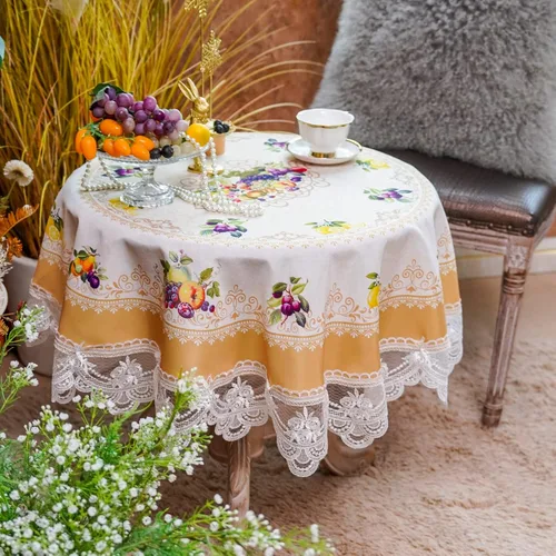 Miniatura 21 de SUTAVIA Mantel de Mesa Bordado con Encaje, Cubierta de Mesa Rectangular Estilo Granja, Mantel de Macramé Clásico Oblongo con Decoración Floral