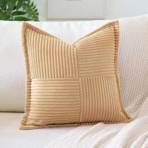 Miniatura 19 de OTOSTAR Fundas de almohada de pana a rayas con empalme, fundas de almohada bohemias súper suaves laterales decorativas con textura para sofá, cama
