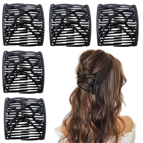 Miniatura 9 de 5 Piezas de Accesorios Mágicos Elásticos para el Cabello: Clips de Peine Elásticos Ajustables, Hacedores de Moños Vintage para Mujeres, Niñas
