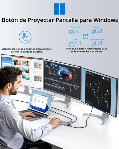 Miniatura 8 de Estación de acoplamiento USB C 13 en 1, monitor doble, pantalla triple, 8 puertos USB C/A, Ethernet, audio, concentrador USB C LIONWEI para MacBook