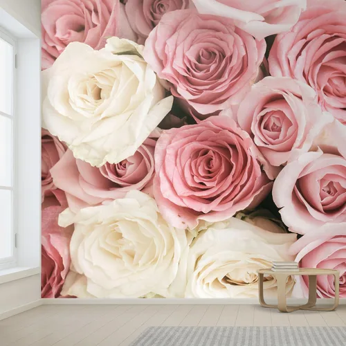 Miniatura 2 de wall26 Adhesivo de pared removible/Mural de pared Collage de pétalos de flores rosas rosadas y blancas Naturaleza Vida silvestre Fotografía Realismo