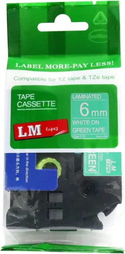 Miniatura 34 de Paquete de 1 unidad LM Tapes LMe511 Premium de 1/4 de pulgada con impresión negra en etiqueta azul compatible con Brother TZe-511 P-Touch, incluye