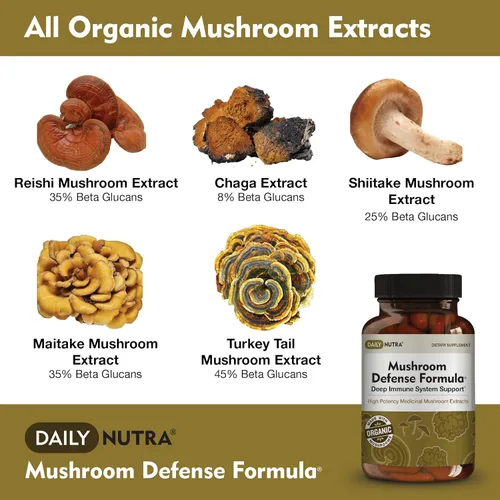 Miniatura 3 de DailyNutra Fórmula de defensa de hongos - Suplemento de apoyo inmunológico Hongos orgánicos, agua caliente extraída - Reishi, Chaga, Maitake