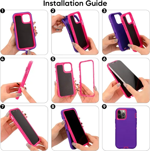 Miniatura 7 de Sansunto Funda para iPhone 14 Pro Max, Protección Completa del Cuerpo Resistente a Prueba de Golpes Grado Militar 3 en 1 Silicona de Goma con PC