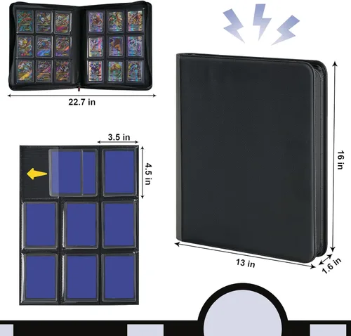 Miniatura 4 de PREZA Carpeta Toploader - Capacidad para 216 cargadores superiores - Almacenamiento de 9 bolsillos para tarjetas de intercambio con fundas de doble