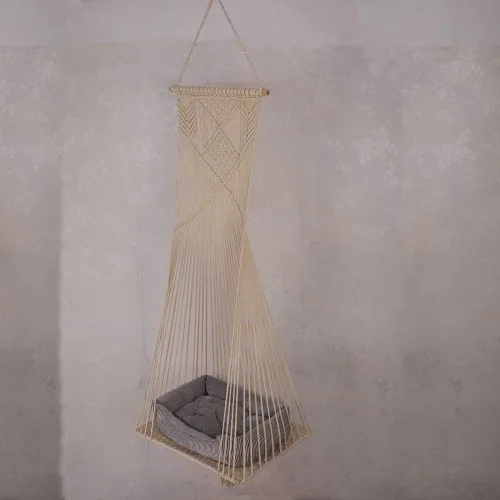 Miniatura 7 de Doralus - Cama para gato tipo hamaca de macramé, columpio cama para gato, jaula de cuerda de algodón colgante para gato, casa para gatos, juguete
