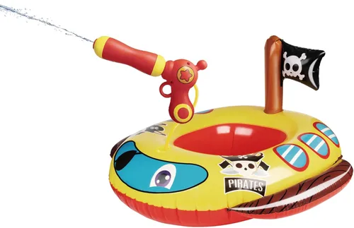 Flotador inflable grande de verano para piscina para niños con pistola de chorro, barco pirata y camión de bomberos