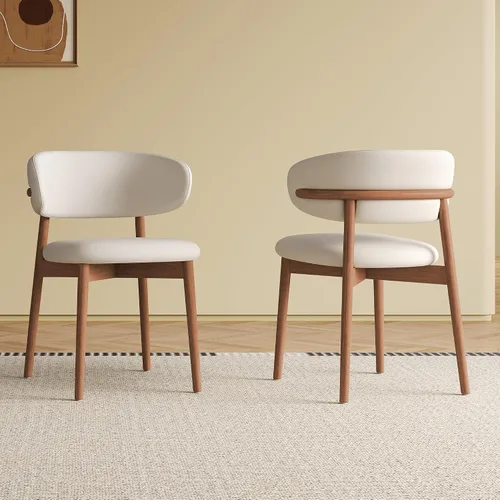 Miniatura 5 de Juego de 2 sillas de comedor modernas, sillas de ocio laterales con cojín de poliuretano con respaldo medio, sillas de cocina tapizadas con patas