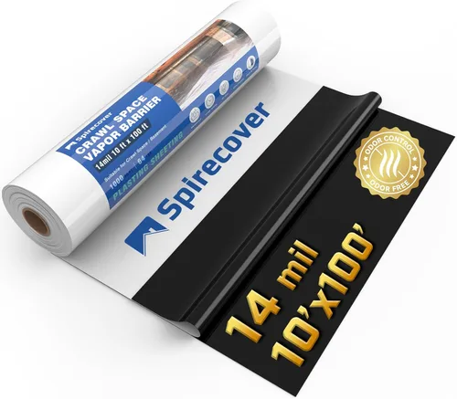 Miniatura 18 de Barrera de vapor para espacio de arrastre Spirecover, barrera de vapor de 10 mil, 10'x15', tela de plástico para cubrir y encapsular espacios