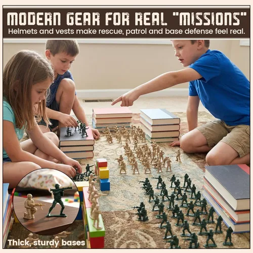 Miniatura 4 de LovesTown - 100 figuras del ejército para hombres, soldados de juguete para niños, de plástico verde y amarillo, juguete clásico, regalos de regreso