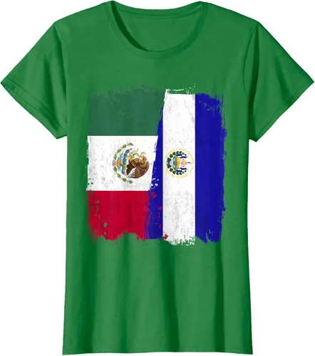 Miniatura 41 de Camiseta con la bandera mexicana de El Salvador con la mitad de la bandera mexicana de El Salvador