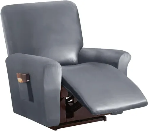 Miniatura 30 de Vctops - Funda elástica de 6 piezas para sofá biplaza reclinable, de cuero sintético impermeable, protector de muebles antideslizante con borde Negro