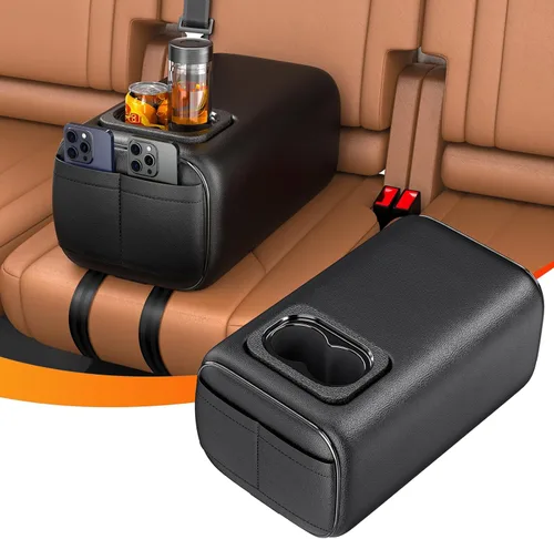 Reposabrazos Trasero para Asiento de Coche 2 Filas Caja de Consola con Portavasos Universal Apoyabrazos para Asiento Trasero Caja de Consola de