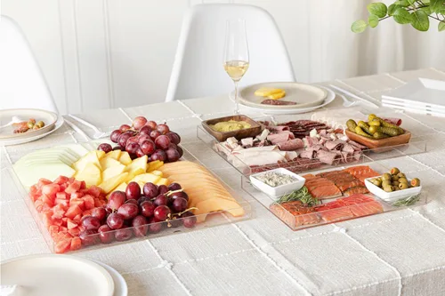 Miniatura 4 de Hammont Bandeja acrílica para encimera de baño, organizador de bandeja pequeña con tapa, bandeja para tanque de inodoro de 10 x 8 x 1 pulgadas
