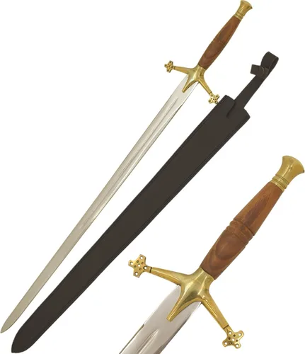 Miniatura 10 de Medieval Warrior Fantasy Claymore - Espada real con funda de cuero negro