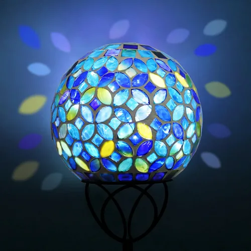 Miniatura 5 de VCUTEKA Luces solares para exteriores, decoración de jardín, mosaico, luces solares de jardín, bola de vidrio impermeable, luz LED de estaca