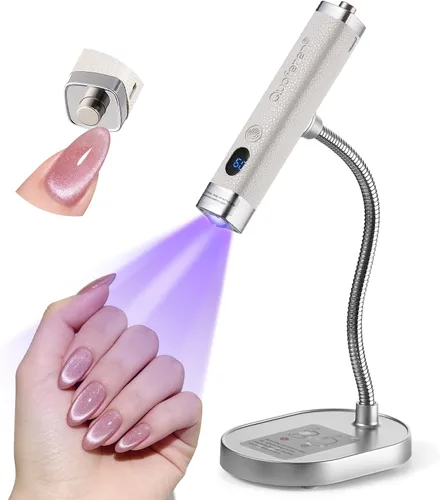 Miniatura 12 de Quaferen Mini luz UV de mano para uñas de gel con soporte, lámpara de uñas recargable de curación flash con sensor automático, imán de ojo de gato