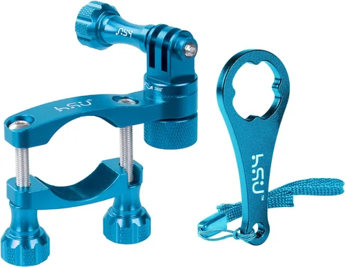 HSU Manillar de bicicleta de aluminio de 0.6 a 1.3 pulgadas, poste de asiento de rotación de 360°, soporte de poste de esquí compatible con GoPro