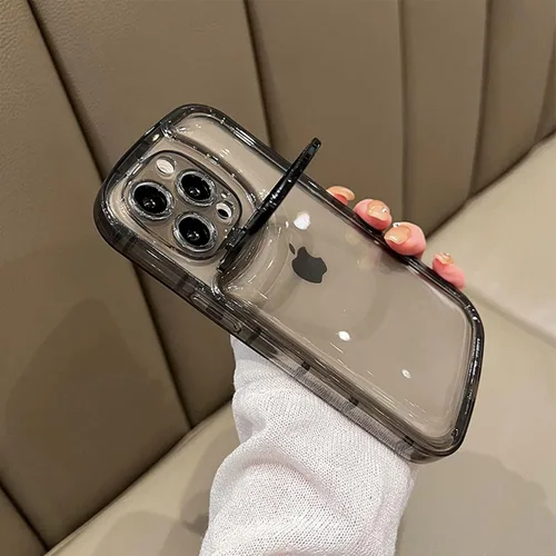 Miniatura 2 de Ownest Funda compatible con iPhone 13 Pro Max con función atril transparente, diseño creativo con soporte para cámara para TPU delgada, a prueba