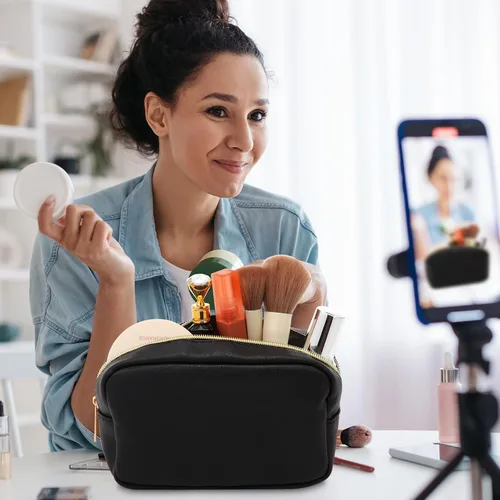 Miniatura 3 de Sweetude 10 bolsas de maquillaje a granel para mujeres, regalo preparatorio, bolsa de cosméticos de piel sintética, pequeña bolsa de aseo