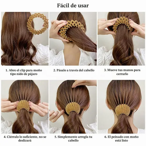 Miniatura 2 de TOBATOBA Bird Nest - Pinza mágica para el cabello, 7 piezas, horquilla para nido de pájaro, soporte para cola de caballo expandible, pinzas