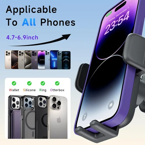 Miniatura 6 de Soporte para teléfono de automóvil, rotación de 360°, soporte de teléfono con ventosa al vacío - Nano gel de 108 libras para automóvil, brazo