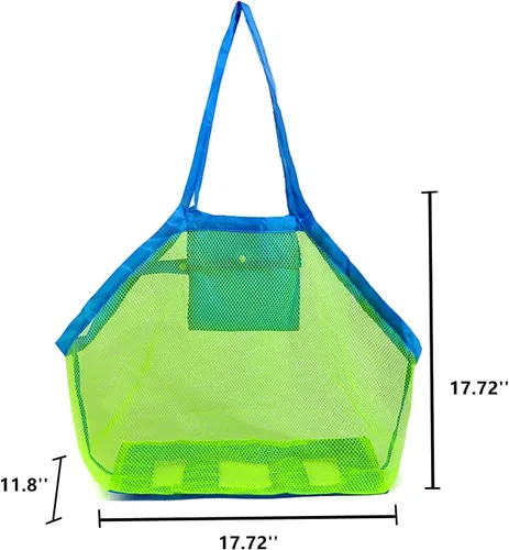 Miniatura 2 de JOYFISCO Bolsa de playa de malla, paquete de 2 juguetes de arena grandes, almacenamiento de conchas de mar, juguetes de playa, bolsa de mano