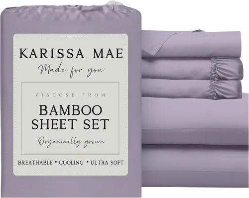 Miniatura 40 de KARISSA MAE Juego de sábanas tamaño individual de viscosa de bambú refrescante, 100% cultivadas orgánicamente, bolsillo profundo de 18 pulgadas