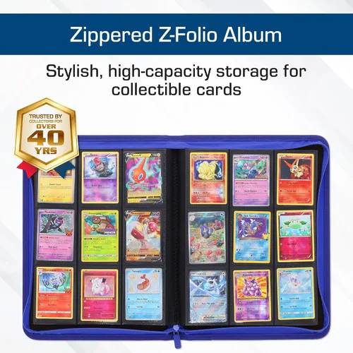 Miniatura 2 de BCW Z-Folio - Álbum LX de 9 bolsillos - Azul Organizador de tarjetas con cremallera segura Carpeta de colección de tarjetas de cuero sintético