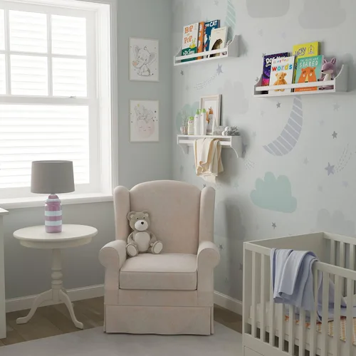 Miniatura 2 de Conjunto de 3 estanterías de pared resistentes de madera de abedul para habitaciones infantiles