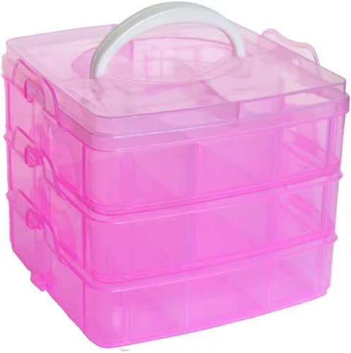 Miniatura 11 de Kamay's Caja de Almacenamiento de Manualidades de Plástico Apilable Transparente de 3 Niveles con Compartimentos Ajustables con Ranura, Organizador