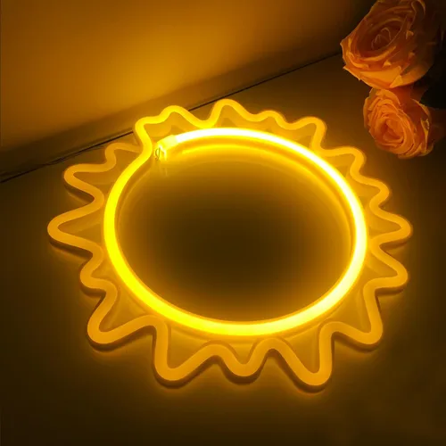 Miniatura 2 de Letrero de neón para decoración de pared, estético, amarillo, para dormitorio, USB/3-AA, funciona con pilas, luz nocturna para decoración de luz