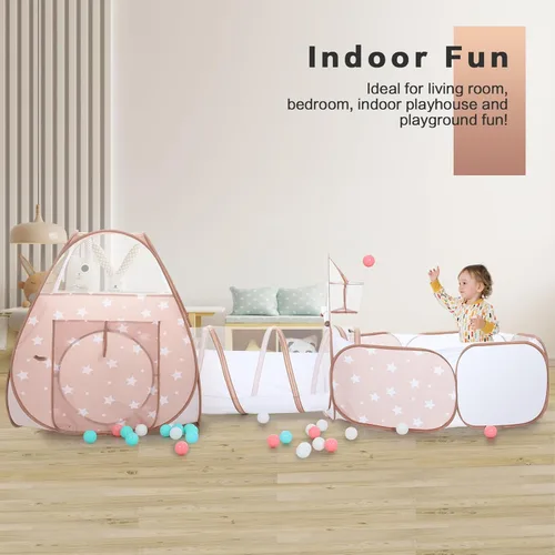 Miniatura 2 de PigPigPen Tienda de campaña 3 en 1 para niños con túnel de juego y pozo de bolas, juguetes para niños y niñas, juguetes de casa