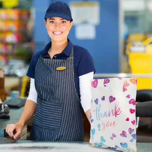 Miniatura 5 de WAKAKO 100 bolsas de agradecimiento pequeñas para negocios, 2.36 mil, mercancía, compras, venta al por menor, para fiesta, ropa, regalo