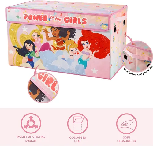 Miniatura 3 de Idea Nuova Disney Princess - Baúl plegable de almacenamiento para juguetes con tapa, 28 pulgadas de ancho x 16 pulgadas de profundidad x 14.5