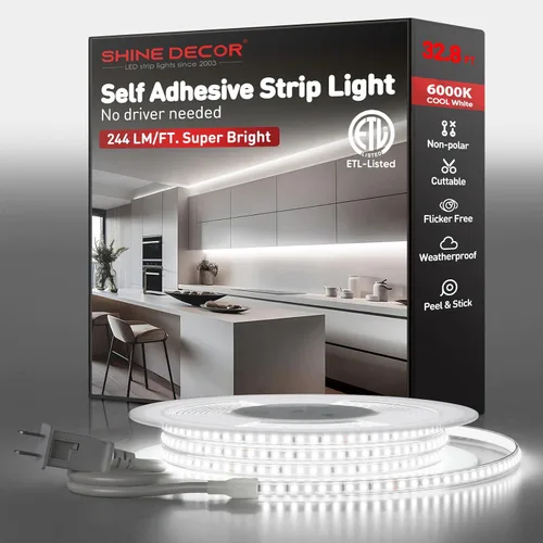 Miniatura 11 de Shine Decor Tira de luz LED súper brillante de 4000LM, Plug & Play de 120V sin controlador, cableado fácil, sin parpadeo, resistente a la intemperie