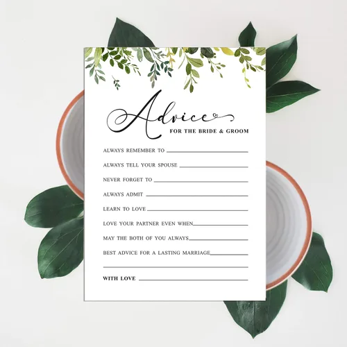 Miniatura 7 de Paquete de 50 tarjetas de consejos de vegetación, consejos y deseos para la novia y el novio, actividades de juego de boda Mr y Mrs de 5 x 7 pulgadas