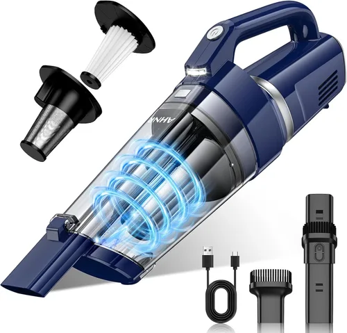Miniatura 9 de AHNR Aspiradora de mano inalámbrica, 16000 PA potente succión de mano inalámbrica recargable con luz LED y 2 filtros HEPA, aspiradora portátil