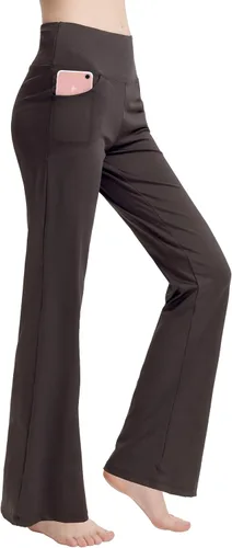 nuveti Pantalones de yoga con corte de bota para mujer, control de abdomen, no se transparentan, pantalones de yoga