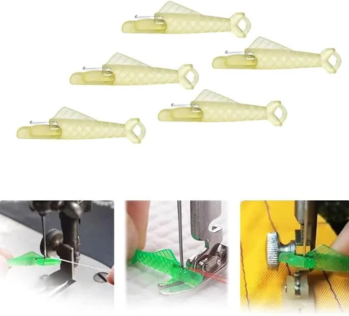 Miniatura 10 de Enhebrador de agujas para máquina de coser, tipo boca de pescado, aguja de máquina de coser, enhebrador de agujas de bricolaje, herramienta de Verde