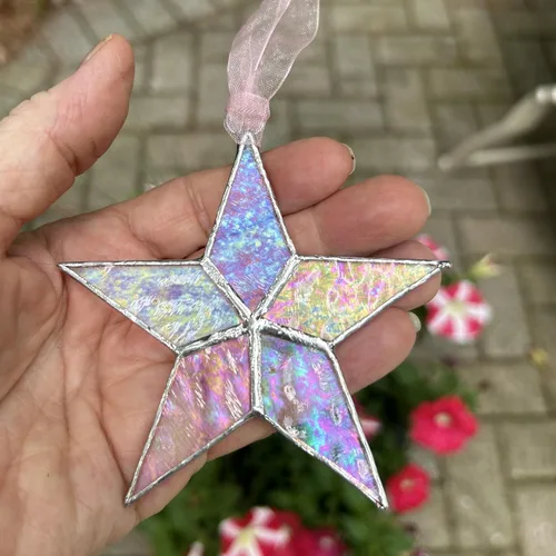 Miniatura 4 de Regalo para bebé niña, estrella iridiscente hecha a mano con mensaje sincero, regalo de bienvenida para bebé niña (rosa)