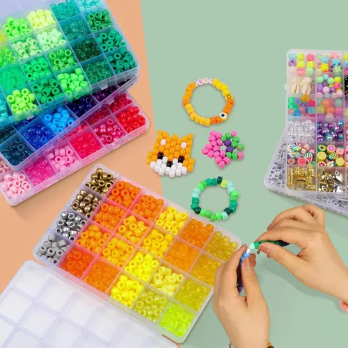 Miniatura 2 de THRELE Kit de 4000 cuentas de poni para hacer pulseras de la amistad, incluye 96 colores de cuentas Kandi, cuentas de letras, cuentas para hacer