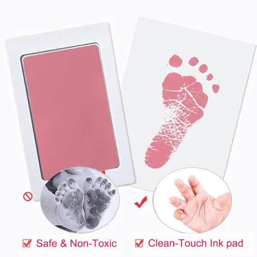Miniatura 4 de Paquete de 2 almohadillas de tinta grandes sin tinta para manos y huellas, almohadilla de tinta Clean Touch para bebé y mascota