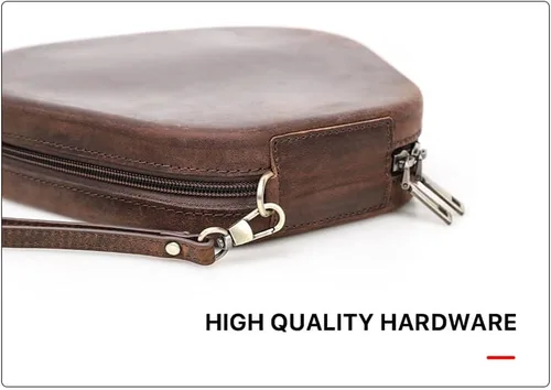 Miniatura 5 de Hiram - Funda de cuero genuino para Airpods Max, funda de viaje portátil de cuero de vaca Crazy Horse para Airpods Max, funda de auriculares
